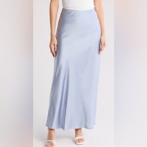 Renee C Y2K Steel Blue Satin long Aline Maxi Skirt medium